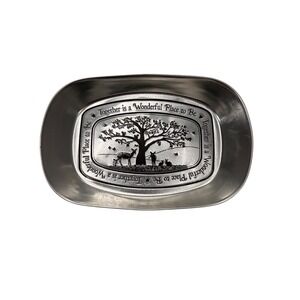 Decorative Pewter Tray With Engraved Tree & Animal Scene‎ By DDI Organizer 10"